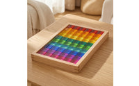 Acrylic Blocks with Wooden Tray Colorful Cube Blocks with Wooden Frame Stackable Acrylic Building Cubes for Nursery