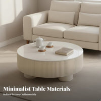 2 Pieces Round Nesting Table Set Creamy Aesthetic Drum Coffee Table Set Light Luxury design Minimalist Design for Small Spaces