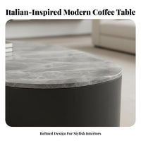 2 Pieces Mango and Drum Nesting Tables Italian design Coffee Table Irregular Shape With Storage Drawer for Adults, Small Spaces