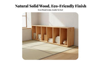 Solid Wood Bay Window Cabinet Sturdy and Long-Lasting Low Profile Bookcase Strong Load-Bearing Japanese Design Storage Shelf Space-Saving for Office Workers, Book Lovers, Homeowners, Living Room, Bedroom, Study, Playroom