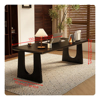 Solid Wood Dining Table Rectangular Table Household Furniture Kitchen Table Modern Minimalist Desk Thick Wood Slab Surface with U Shaped Legs Suitable for Dining Room Home Office Meetings