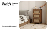 Woven Drawer End Table Nordic Design Nightstand space-saving Size for Living Room