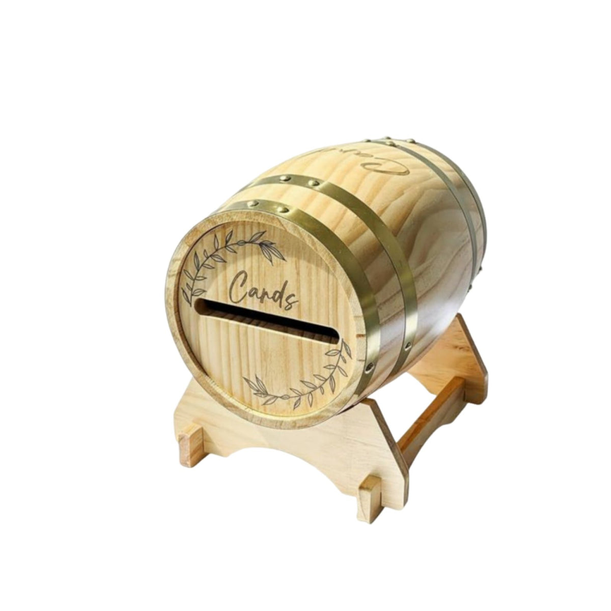 Greeting Card Holder Wood Wooden Barrel Card Box Removable Lid Event Decoration for Party, Reception