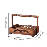 Wooden Fruit Basket Retro Wooden Design Serving Tray Easy to Carry Household Storage for Living Room
