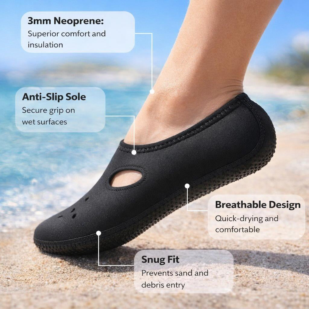 3mm Neoprene Wetsuit Socks with Anti-Slip Grip, Water Sports Thermal Diving Socks for Scuba Divers, Snorkelers, Surfers