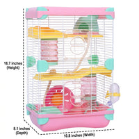 Hamster Cage Multi-Level Villa with Handle, 2-Tier Dwelling with Tunnel Toy, Secure Enclosure Suitable for Syrian and Dwarf Hamsters, Gerbils