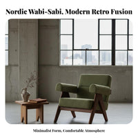 Single-Person Armchair Wabi-Sabi Aesthetic V-Leg Cane Chair Retro Design dense-foam Foam for Adults, Living Room, study corner