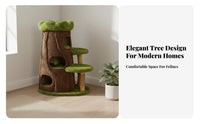 Sisal Scratching Post Multi-Level Feline Tree Allallall-All-Integrated Tree-Shaped Feline Structure Cozy Condos Pet Furniture Soft Fabric Perches for Felines, Kittens, Apartments, Indoors, Living Room, Home