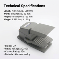Heavy Duty Foot Pedal Switch, Aluminum Alloy Electric Reset, 380V 15A, Nonslip Industrial Foot Contr - Image 4