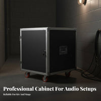 1 Rolling Amplifier Rack Cabinet Heavy-duty Audio Gear Carrier Lockable Secure Storage Reinforced Ball Corners Suitable for Djs Stage Performances KTV Studio Use