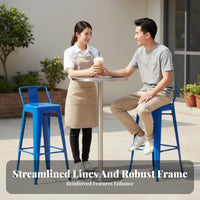 3 Pieces warehouse-inspired aesthetic Round Pub Table with 2 Stools Bar Height completedoor Furniture Modern Design Home Furnishing Easy to Clean for Business Owners, Apartment Dwellers, Balcony, Patio, Small Spaces, Kitchen