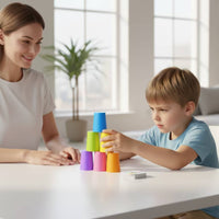 Interactive Cup Stacking Game Educational Stacking Game with Cards Colorful Toy Screen-Screenless for Children, Families, Toddlers, Home, Classroom, Party