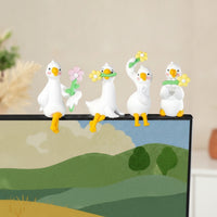 4 Pieces Cute Car Dashboard Ornament Miniature Car Dashboard Decoration Playful Mini Duck Figurine Cartoon for Drivers, Desk, Office