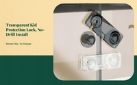 youth protection Cabinet Lock, no tools required, strong sticky backing, toddler-safe drawer latch for glass doors, kitchen, and home