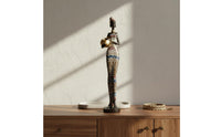 3 Pieces African Woman Statue Hand-Painted African Lady Figurine Resin Material