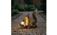 Squirrel Solar Lantern Statue Weather-Resistant for Patio