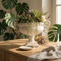 Urn Planter with Pedestal Antique-Style Urn Planter with Handles Distressed Pedestal Vase for Garden