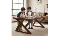 Modern Dining Table with Z-Shaped Legs Sturdy Walnut Dining Table Stable Furniture Low Maintenance for Home Office