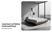 Headboard-Less Headboardless levitating Frame Minimalist & design foundation Base low-height Bedstead Rounded Corners for Minimalists, residents, Adults, Bedroom, Apartment