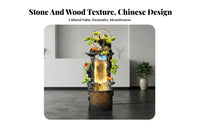 Rockery Water Feature Handcrafted Floor Standing Indoor Fountain with LED Lights Resin Material Suitable for Feng Shui Enthusiasts Business Owners Home Decoration