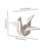 Ceramic Crane Decorative Piece Glazed Finish Folded-Paper-Inspired Crane