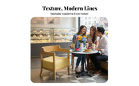 Curved spine Chair and circular table Set Natural Wood Look Cafe Furniture Ergonomic Design Upholstered Seat for Homeowners