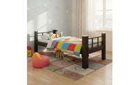 Bed Frame with Guard Rails Single-Layer Iron Bed Frame Matte Black Furniture for Students, Renters, Dorm Room, Accommodations for Learners