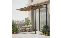 Half Patio Umbrella with Solar LED Lights Space-Saving Patio Umbrella with Lights Height-Adjustable Half Parasol for Balcony, Outdoor Dining Area