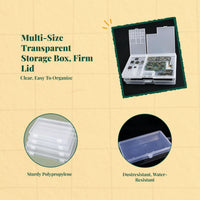 Clear Rectangular Storage Box, Multi-Size Plastic Organizer with Lid, Stackable Container for Hardware, Jewelry, Crafts