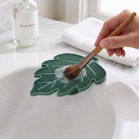 Silicone Makeup Brush Cleaning Mat with Suction Cup, Leaf-shaped Scrubber for Deep Cleaning