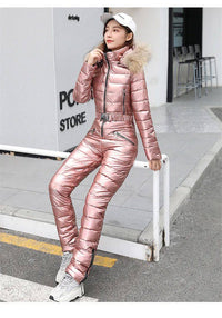 Women Ski Suit Women Jackets Winter Hooded Parka Jumpsuit Wo