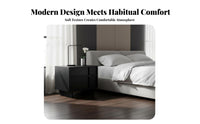 Black Two-Drawer End Table Minimalist Design Nightstand Sturdy Construction