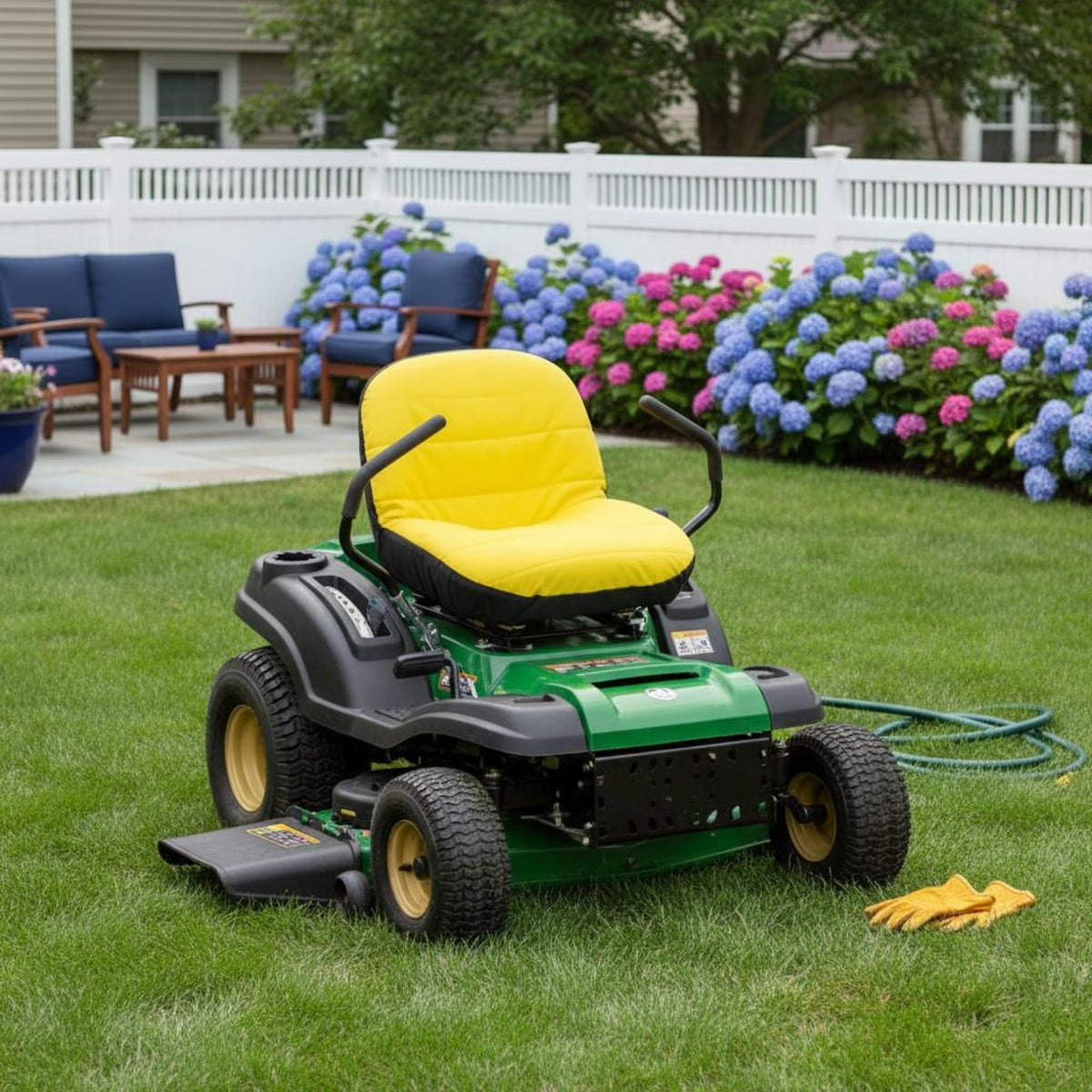 Lawn Mower Seat Cover Elastic Hem Tractor Seat Cover Vehicle Accessory Sturdy Duty Storage Pockets for Landscapers, Farm