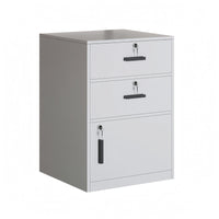 Lockable Office Cabinet White Finish Under Desk File Cabinet Black Handles