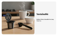 Reusable Coffee Pod Cost-Saving Reusable Single-Serve Coffee Pod Saves Money Kitchen Accessory for Home Office Workers, Dorm Room, Morning Routine