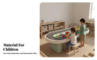 Construction Block Table Set Educational Construction Block Table Rounded Edges for Preschoolers, Educators, Kindergarten, Childcare Facility