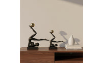 Iron Ornament Statue Artistic Flair Human Figure Statue Black and Gold Figurine for Study, Entryway