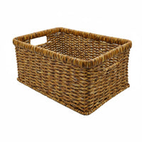 Tabletop Storage Basket Rectangular Woven Storage Basket Rattan-Like for Desktop