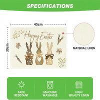 Carrots Rabbits Bunny Happy Easter Set of 4 Placemats, Easter Placemat Washable Reusable Bunny Table Mat for Party Hosts, Homeowners, Kitchen, Parties