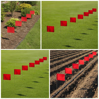 50 Pieces Marking Flag with Steel Wire Pole Outdoor for Landscapers, Gardeners