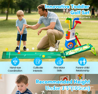 Children's Golf Training Set Toy with Hitting Mat for Indoor and Outdoor Parent-Child Interaction