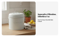 Odor Filtering Compost Pail Leak Resistant Countertop Compost Pail Indoor Food Waste Container Portable Handle for Pet Owners