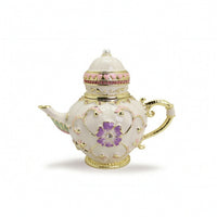 Teapot-Shaped Box Collectible Box with Hinged Lid Floral for Bookshelf, Entryway