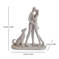 Couple and Dog Statue Decorative Ornament Abstract Human Figure Handmade