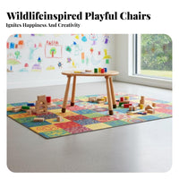 Bean-ShapedShaped Table with rabbit Chairs Easy to Clean kids' Desk and Chair
