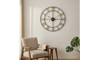 Non-Ticking Roman Numeral Wall Clock Black Metal Wall Clock Minimalist Modern Vintage for Homeowners, Living Room, Study, Entryway
