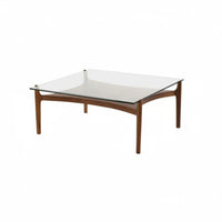 Square Wood Frame Glass Surface Table Minimalist Design Square Glassglass Surface Table Table Vintage & Design Easy Assembly