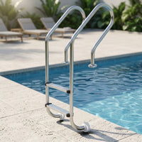 2-Step Pool Ladder Stainless Steel Pool Ladder with Handrails No-Tools for Homeowners, Above-Ground Pools