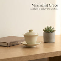 Jingdezhen Gaiwan: Cyan Gray Ceramic Tea Cup