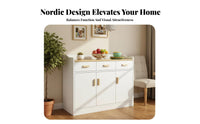 Multi-Door Table Thickened Panels Sideboard Strong Load-Bearing Storage Furniture for Office Workers, Hosts, Living Room, Kitchen, Entryway